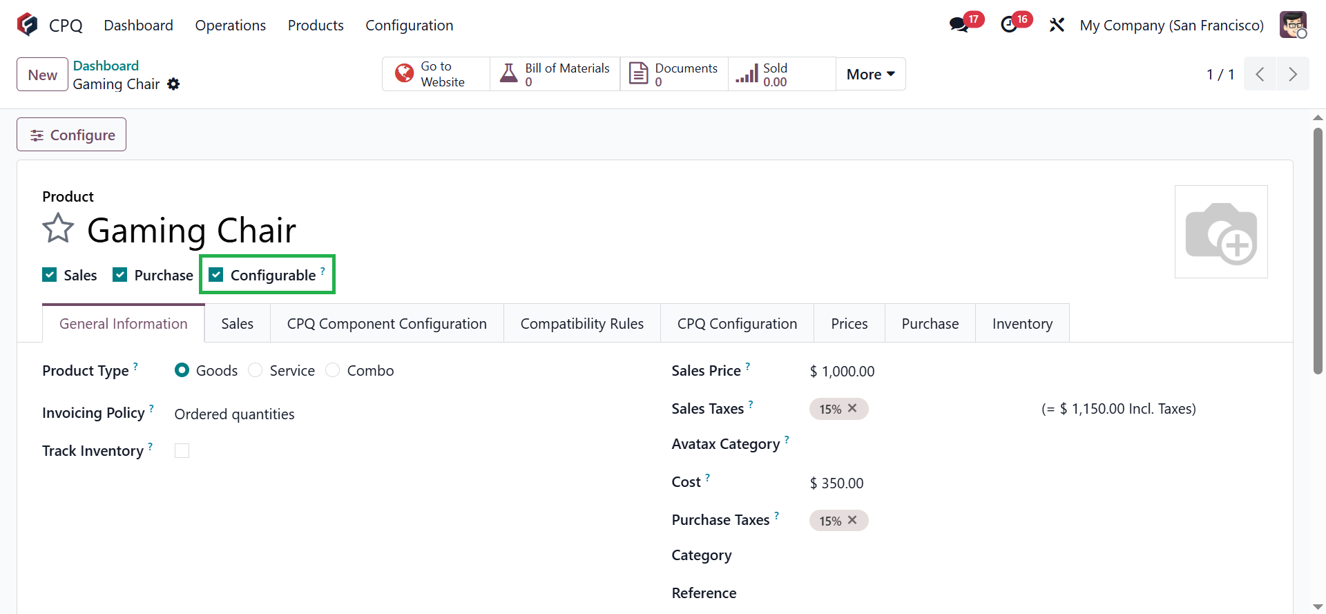 CPQ Component Definition 