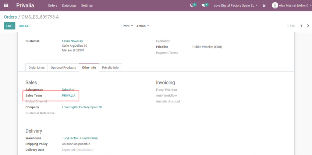 Odoo 14 API Connector for Privalia 4 Sales_Team_Assign