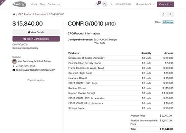 Odoo CPQ Ecommerce Configurator
