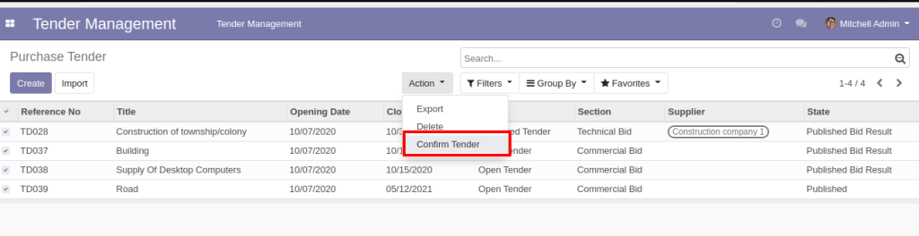 Odoo Tender Management App Customized to help you find Right Bidders and Offers 10 Odoo Tender Management