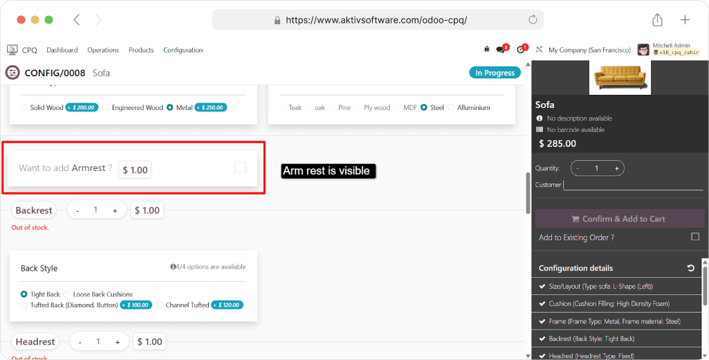 Custom Odoo CPQ App