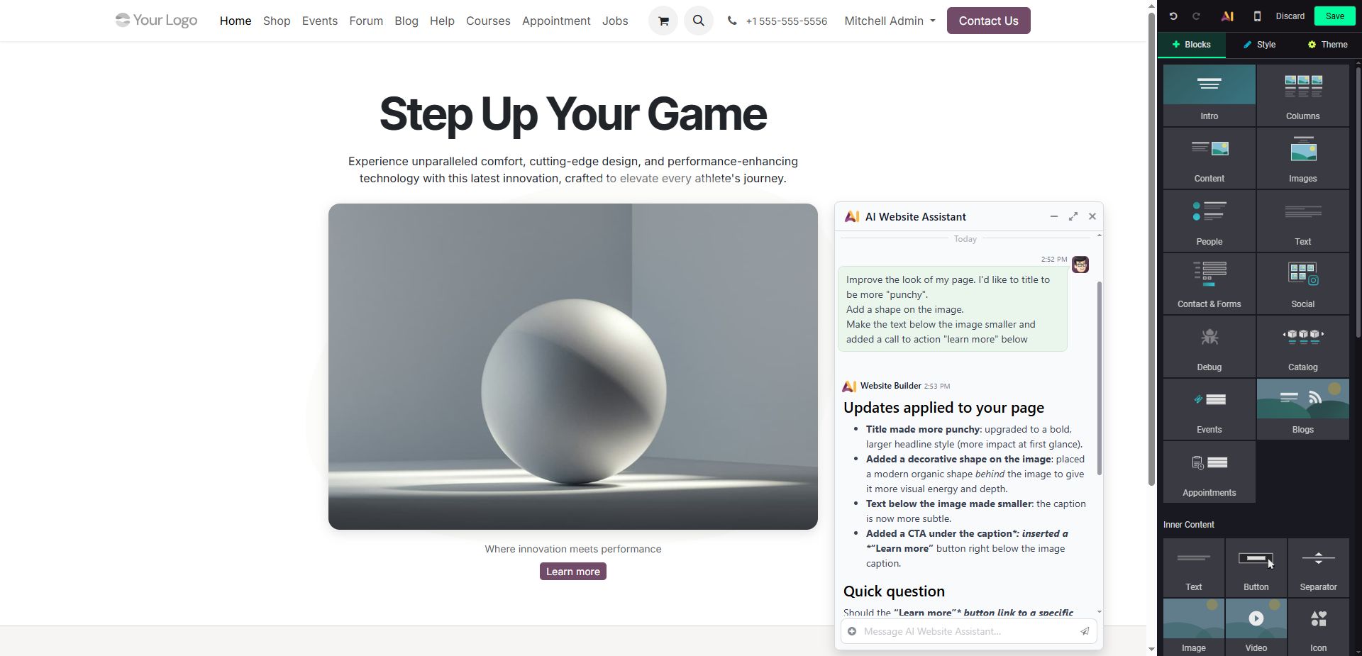 Odoo AI in Website